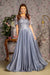 GLS Gloria GL3444 Metallic Applique Short Sleeve A-line Gown