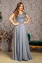 GLS Gloria GL3450 Sequin Appliqué Short Sleeve A-line Gown