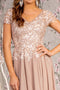 GLS Gloria GL3450 Sequin Appliqué Short Sleeve A-line Gown