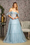 GLS Gloria GL3453 Off Shoulder Sheer Corset Tiered Gown