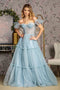 GLS Gloria GL3453 Off Shoulder Sheer Corset Tiered Gown