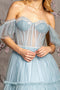 GLS Gloria GL3453 Off Shoulder Sheer Corset Tiered Gown