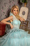 GLS Gloria GL3454 Glitter One Shoulder Tiered Ruffled Gown