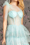 GLS Gloria GL3454 Glitter One Shoulder Tiered Ruffled Gown