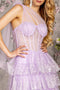 GLS Gloria GL3454 Glitter One Shoulder Tiered Ruffled Gown