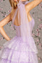 GLS Gloria GL3454 Glitter One Shoulder Tiered Ruffled Gown