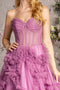 Strapless Sheer Corset Ruffled Gown by GLS Gloria GL3455