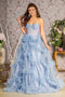 Strapless Sheer Corset Ruffled Gown by GLS Gloria GL3455