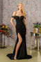 GLS Gloria GL3456 Fitted Jersey Off Shoulder Corset Slit Gown