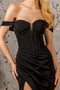 GLS Gloria GL3456 Fitted Jersey Off Shoulder Corset Slit Gown