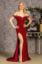 GLS Gloria GL3456 Fitted Jersey Off Shoulder Corset Slit Gown