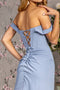 GLS Gloria GL3456 Fitted Jersey Off Shoulder Corset Slit Gown