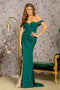 GLS Gloria GL3456 Fitted Jersey Off Shoulder Corset Slit Gown