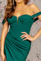 GLS Gloria GL3456 Fitted Jersey Off Shoulder Corset Slit Gown