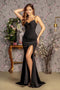 GLS Gloria GL3458 Fitted Jersey Sleeveless Bow Slit Gown