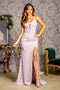 GLS Gloria GL3458 Fitted Jersey Sleeveless Bow Slit Gown