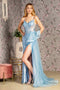 GLS Gloria GL3459 Glitter Sleeveless Gown with Overskirt and Slit