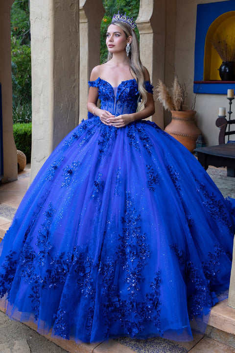 GLS Gloria GL3521 3D Floral Off Shoulder Ball Quinceañera Dress