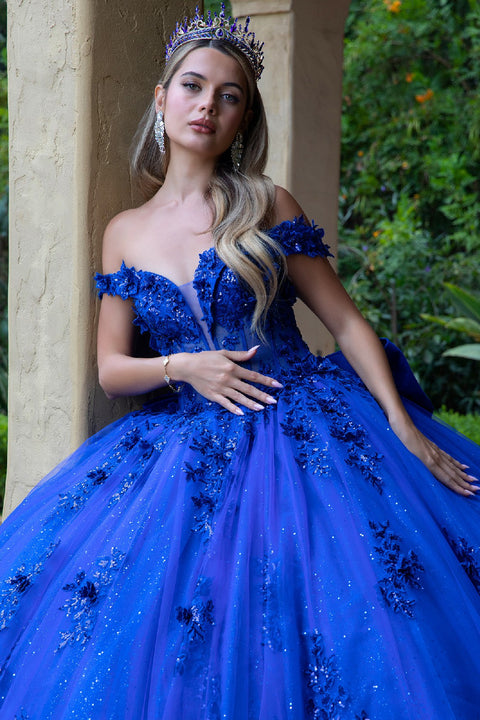 GLS Gloria GL3521 3D Floral Off Shoulder Ball Quinceañera Dress
