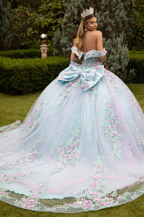 GLS Gloria GL3523 3D Floral Off Shoulder Ball Quinceañera Dress