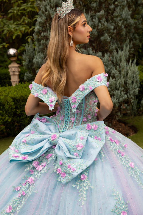 GLS Gloria GL3523 3D Floral Off Shoulder Ball Quinceañera Dress
