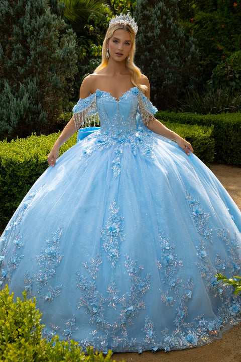 GLS Gloria GL3525 Off Shoulder Fringe Ball Quinceañera Dress