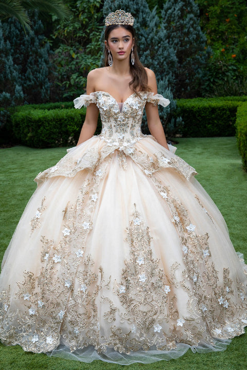 GLS Gloria GL3528 Embroidered Off Shoulder Ball Quinceañera Dress