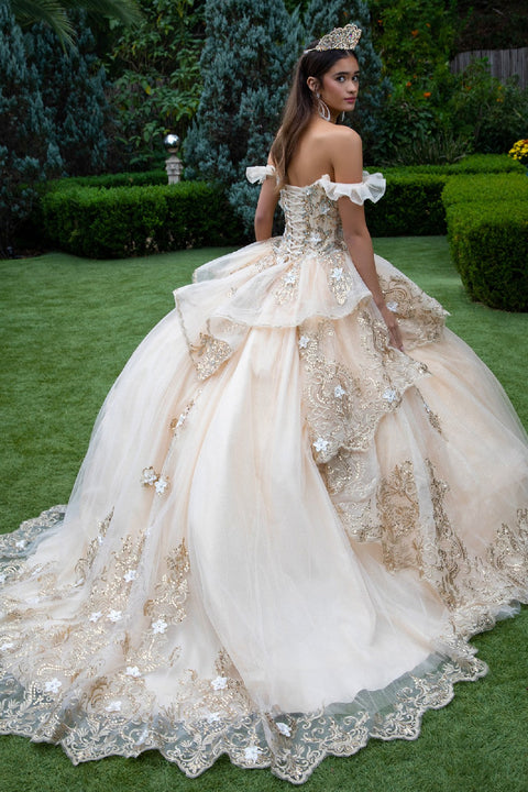GLS Gloria GL3528 Embroidered Off Shoulder Ball Quinceañera Dress