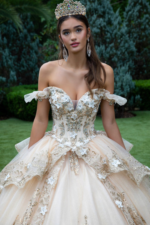 GLS Gloria GL3528 Embroidered Off Shoulder Ball Quinceañera Dress