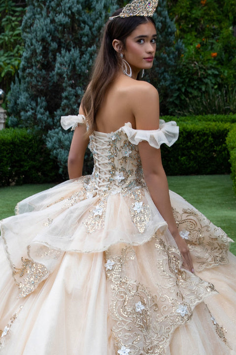 GLS Gloria GL3528 Embroidered Off Shoulder Ball Quinceañera Dress