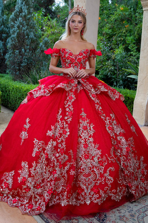 GLS Gloria GL3528 Embroidered Off Shoulder Ball Quinceañera Dress