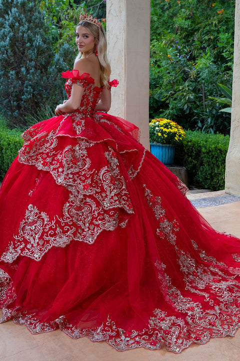 GLS Gloria GL3528 Embroidered Off Shoulder Ball Quinceañera Dress