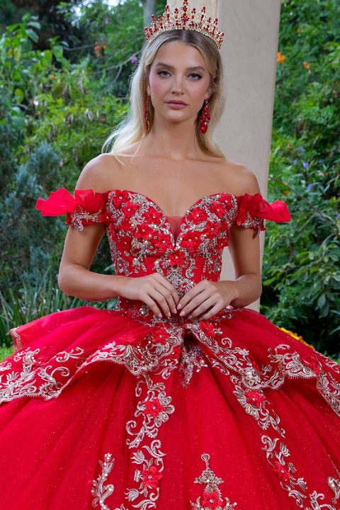 GLS Gloria GL3528 Embroidered Off Shoulder Ball Quinceañera Dress