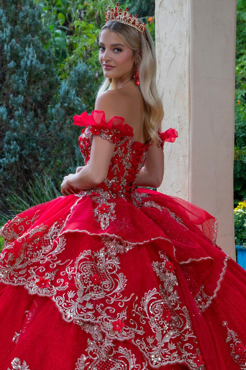 GLS Gloria GL3528 Embroidered Off Shoulder Ball Quinceañera Dress
