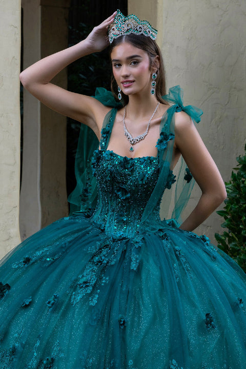 GLS Gloria GL3529 3D Floral Sleeveless Ball Quinceañera Dress