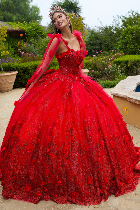 GLS Gloria GL3529 3D Floral Sleeveless Ball Quinceañera Dress