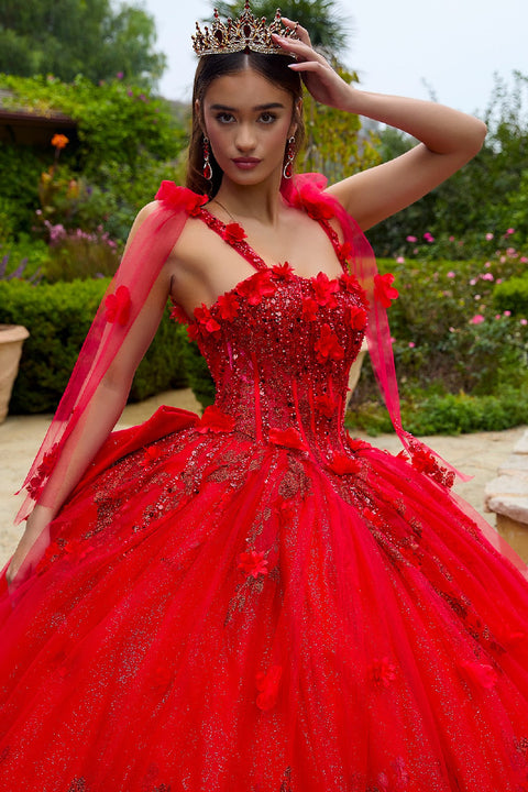 GLS Gloria GL3529 3D Floral Sleeveless Ball Quinceañera Dress