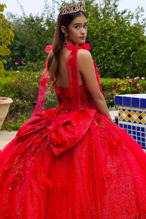 GLS Gloria GL3529 3D Floral Sleeveless Ball Quinceañera Dress