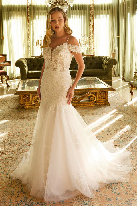 GLS Gloria GL3537 Cold Shoulder Mermaid Wedding Dress