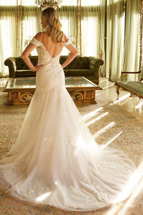 GLS Gloria GL3537 Cold Shoulder Mermaid Wedding Dress