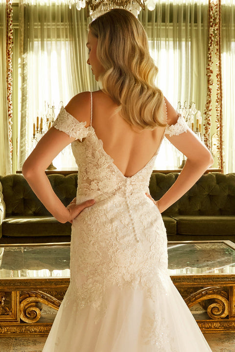 GLS Gloria GL3537 Cold Shoulder Mermaid Wedding Dress