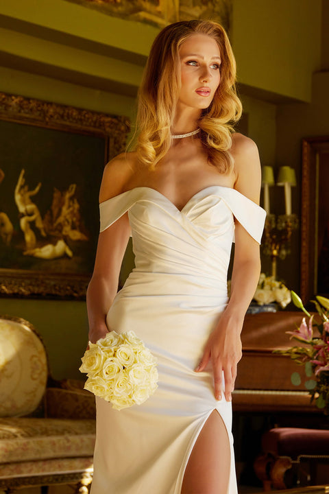 GLS Gloria GL3545 Off Shoulder Slit Wedding Dress