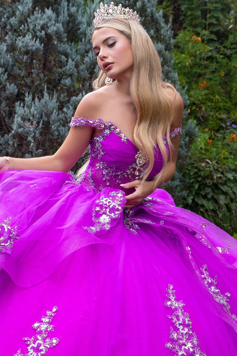 GLS Gloria GL3548 Off Shoulder Ruffled Ball Quinceañera Dress