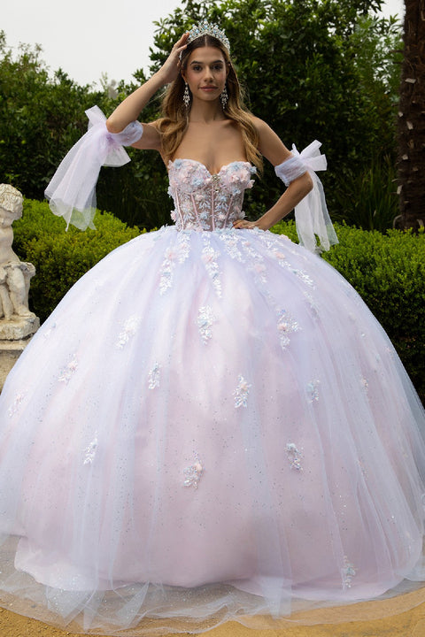 GLS Gloria GL3570 3D Floral Strapless Ball Quinceañera Dress