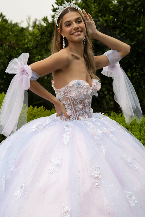 GLS Gloria GL3570 3D Floral Strapless Ball Quinceañera Dress