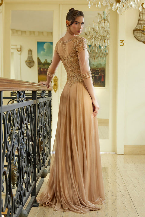 Elizabeth K GL3572 Applique 3/4 Sleeve A-line Mother of the Bride Dress