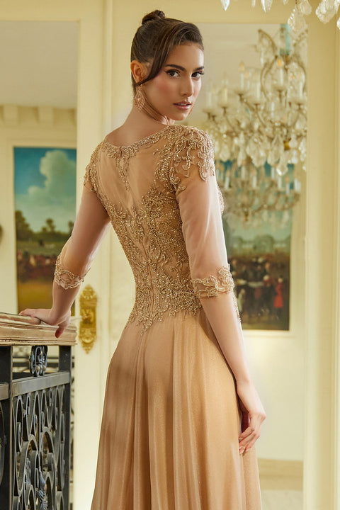 Elizabeth K GL3572 Applique 3/4 Sleeve A-line Mother of the Bride Dress