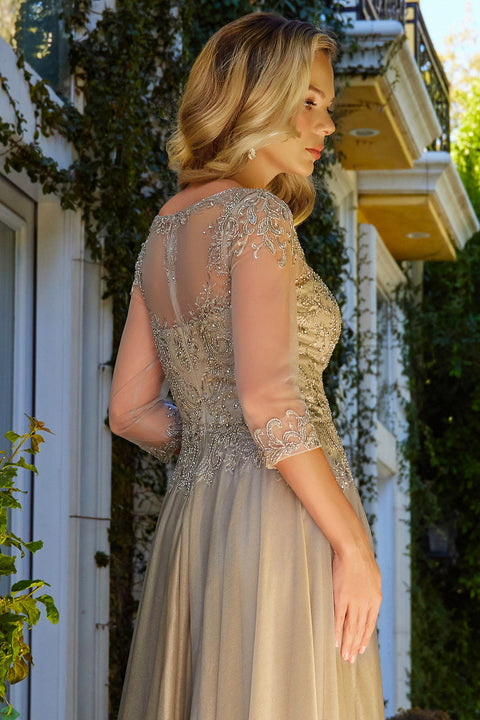 Elizabeth K GL3572 Applique 3/4 Sleeve A-line Mother of the Bride Dress