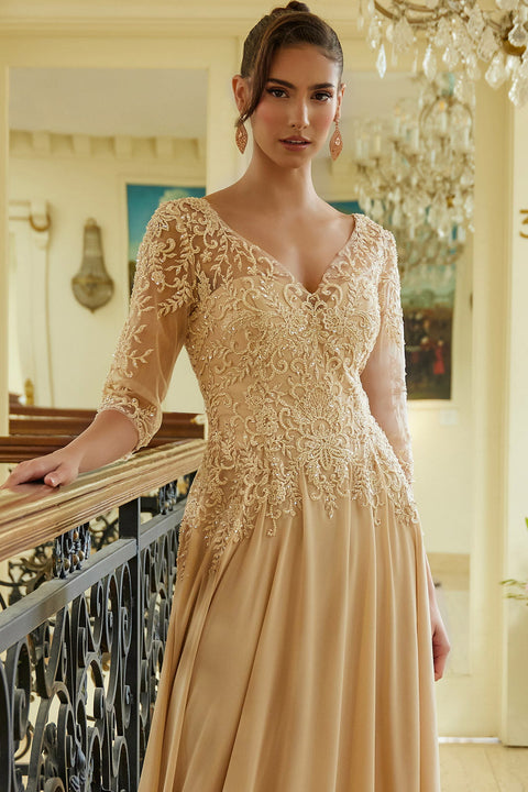 Elizabeth K GL3573 Chiffon Mid-Sleeve A-line Mother of the Bride Dress
