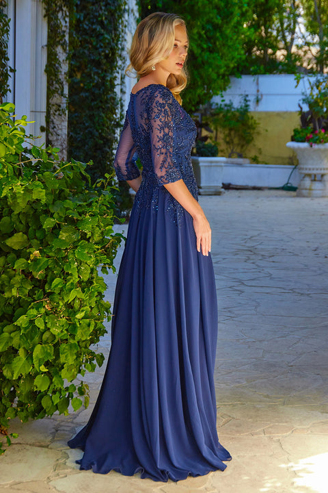 Elizabeth K GL3573 Chiffon Mid-Sleeve A-line Mother of the Bride Dress